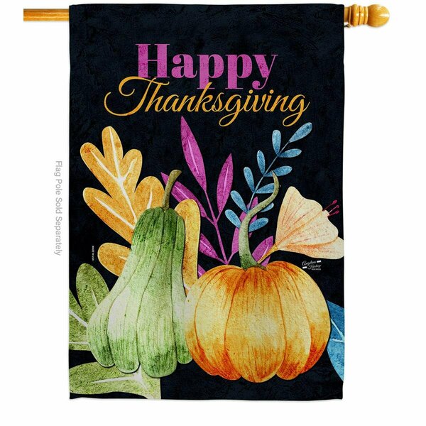 Patio Trasero 28 x 40 in. Thanksgiving Pumpkin House Flag with Fall Double-Sided Vertical Flags  Banner Garden PA3860590
